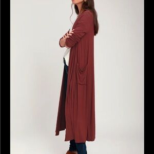 Takeout Long Ribbed Duster Cardigan